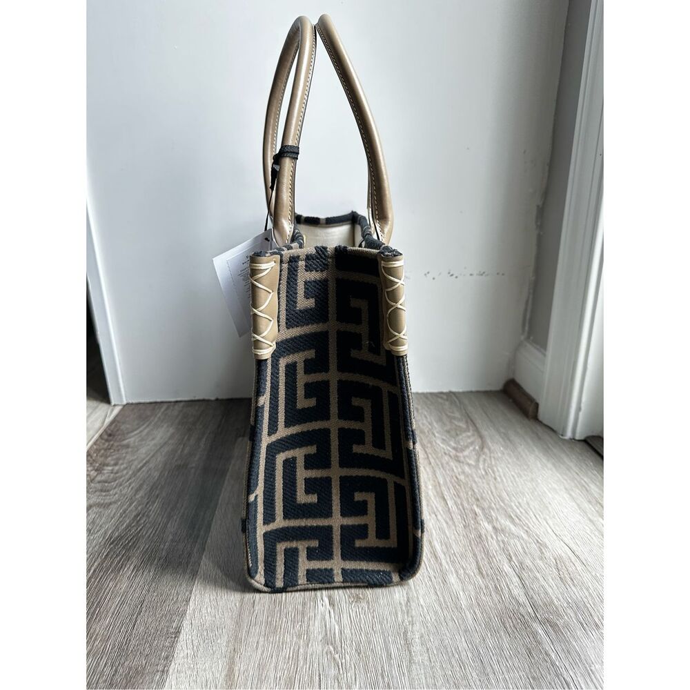 BALMAIN Khaki & Black B-Army 36 Monogram Jacquard Tote $1495 - Picture 7 of 13